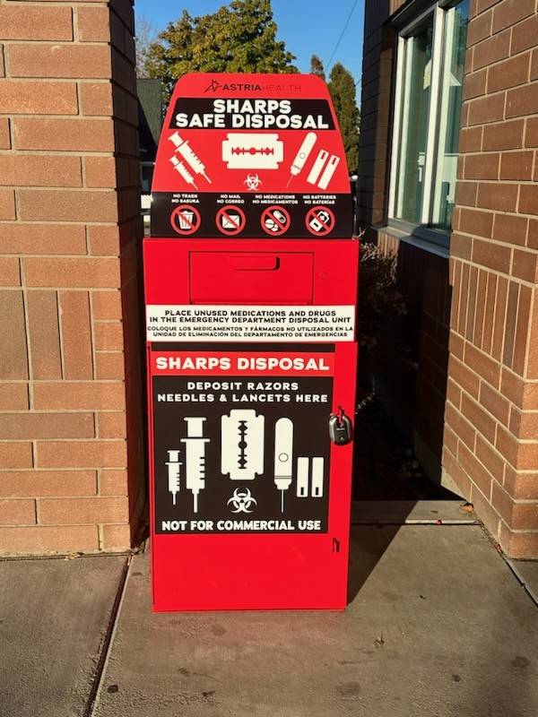 Astria Health installs new community sharps disposal box at Astria Sunnyside Hospital.